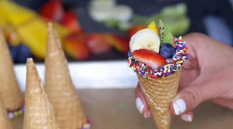 DIY Chocolate Dipped Fruit Cones