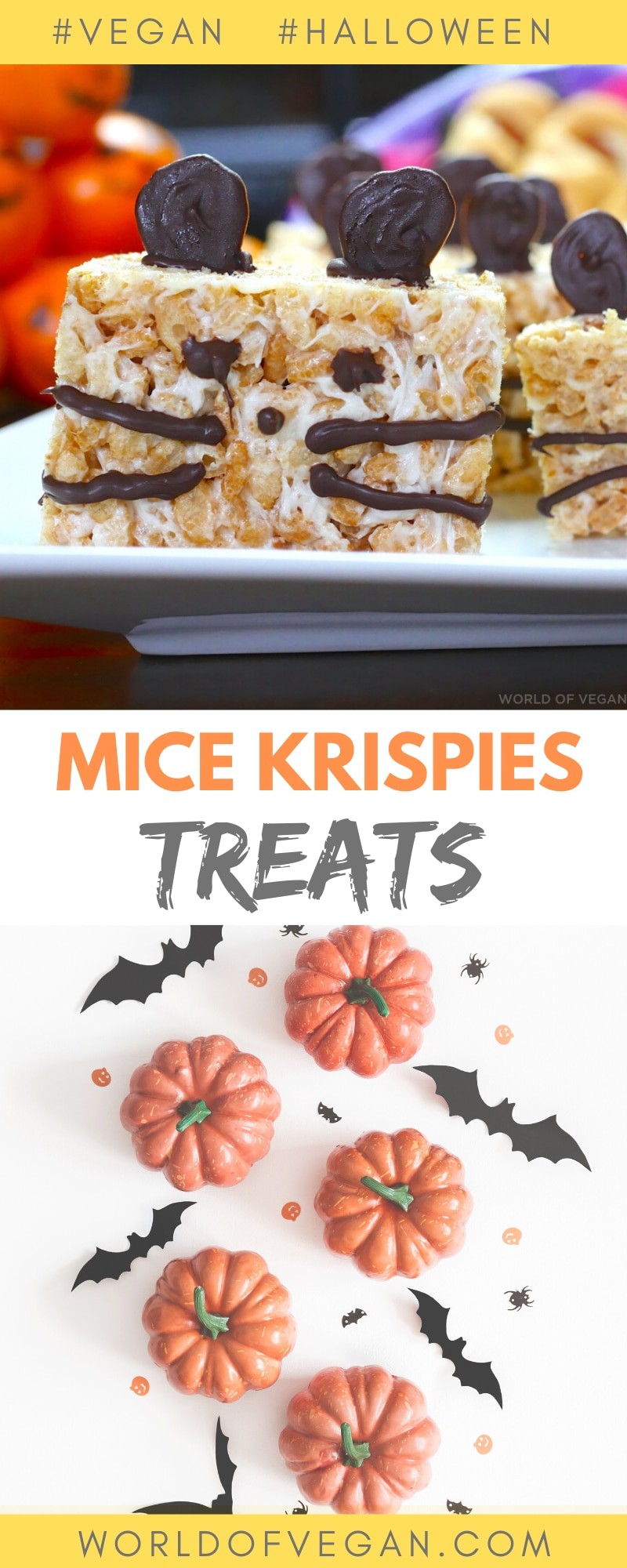 Halloween Mice Krispies Vegan Treats | World of Vegan | #vegan #halloween #treats #rice #krispies #mice #worldofvegan