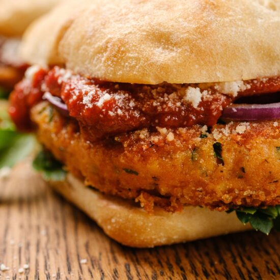 A vegan pizza burger.
