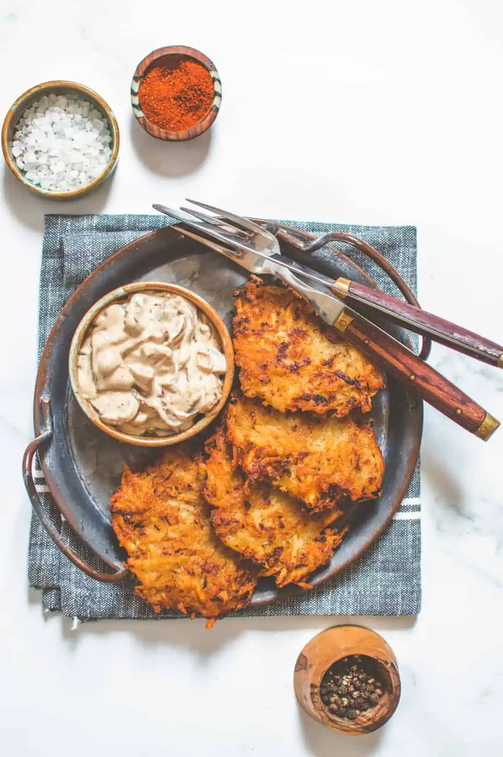 vegan latkes on a plate