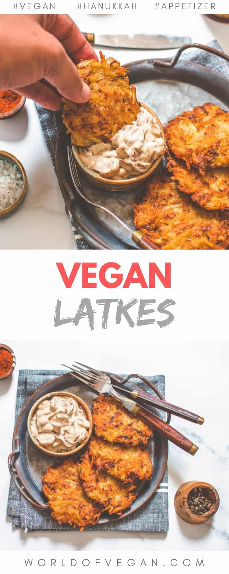 Easy Vegan Latkes with Caramelized Onion Dip 