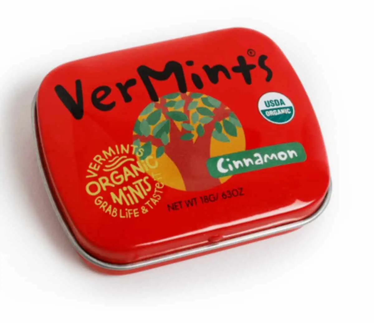 A tin of cinnamon VerMints.