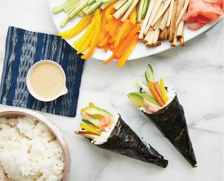 Vegan Sushi Rolls With Ginger-Tamari Sauce