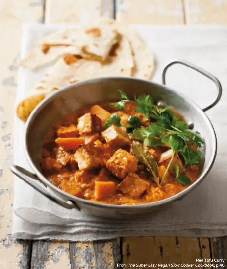 Vegan Slow Cooker Red Curry Served with Pita Bread