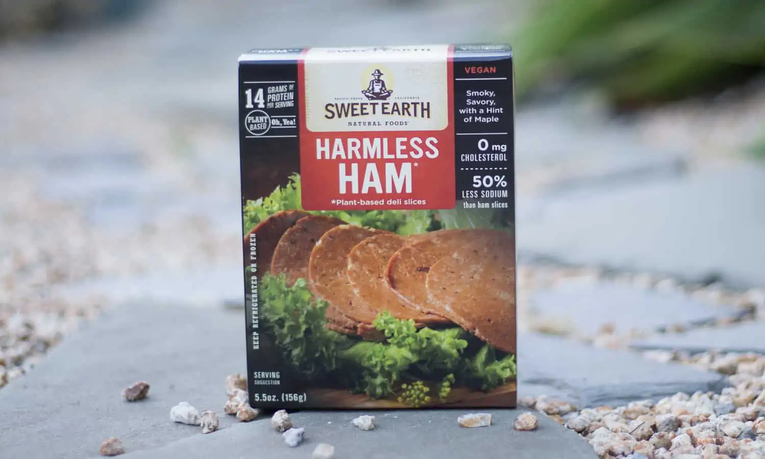 A box of Sweet Earth's Harmless Ham made with seitan.