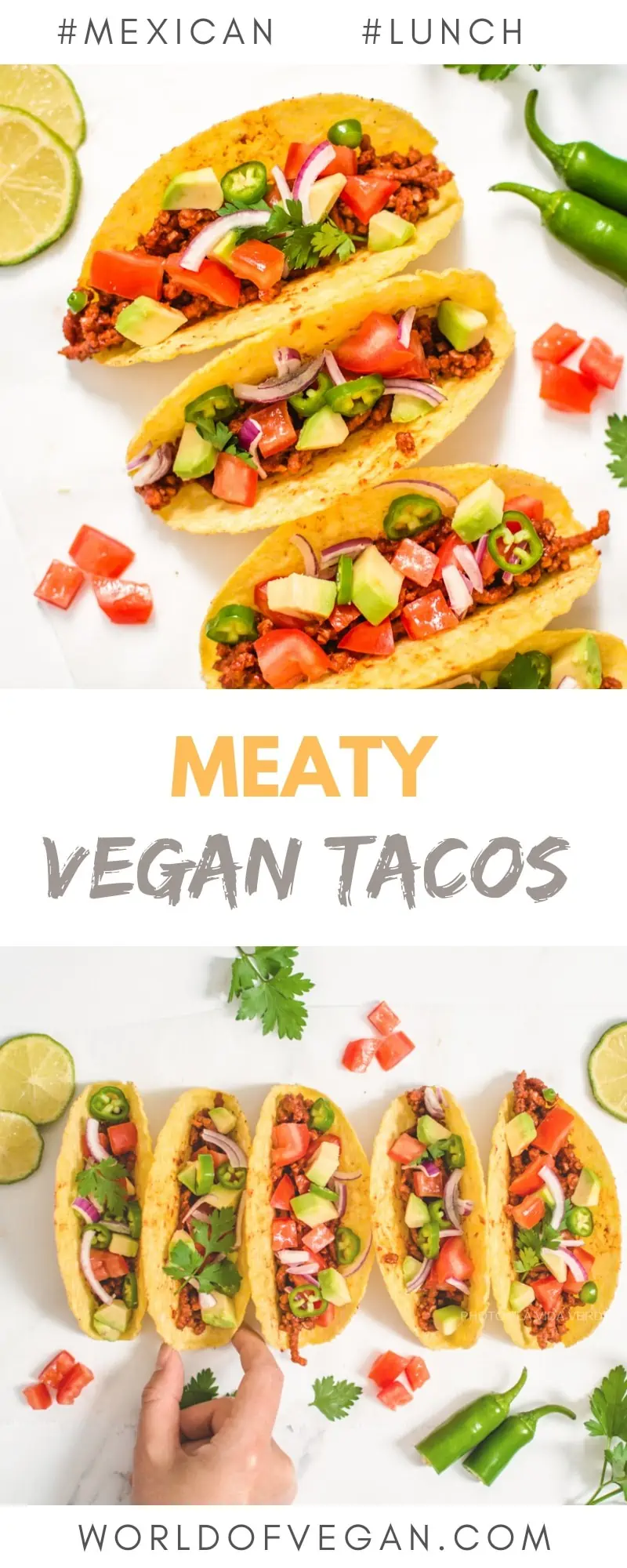 Meaty Vegan Tacos | World of Vegan | #tacos #vegan #mexican #healthy #lunch #recipe #worldofvegan
