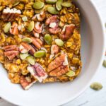 Baked Pumpkin Oatmeal in a bowl.