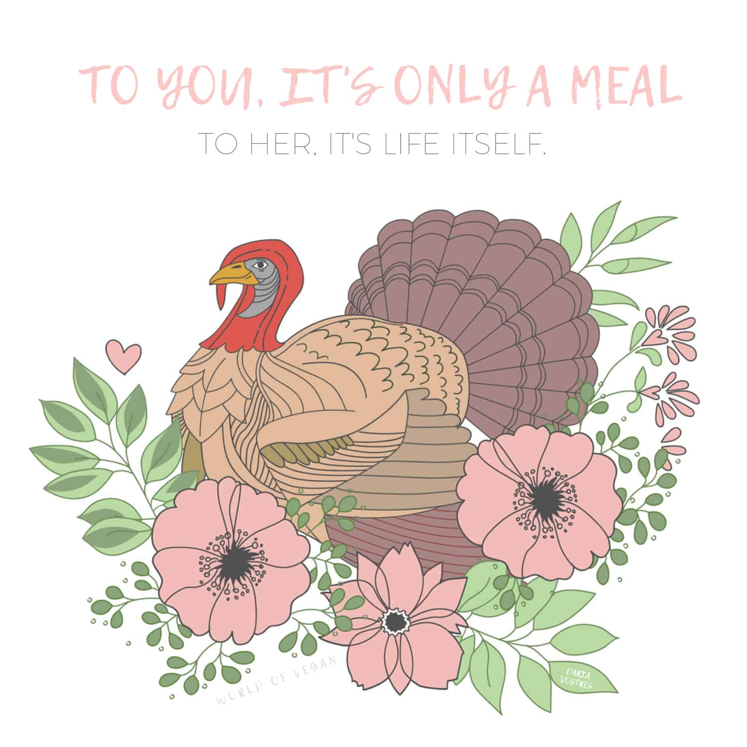 Celebrate A Vegan Thanksgiving | Turkey Artwork by Daria Vostres