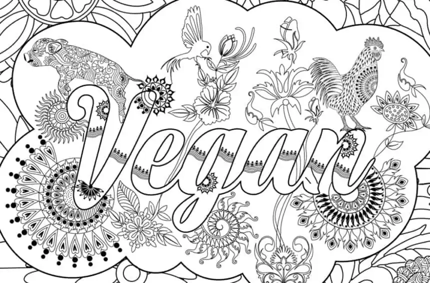 Vegan Zentangle | Printable Adult Coloring Book Page | WorldofVegan.com