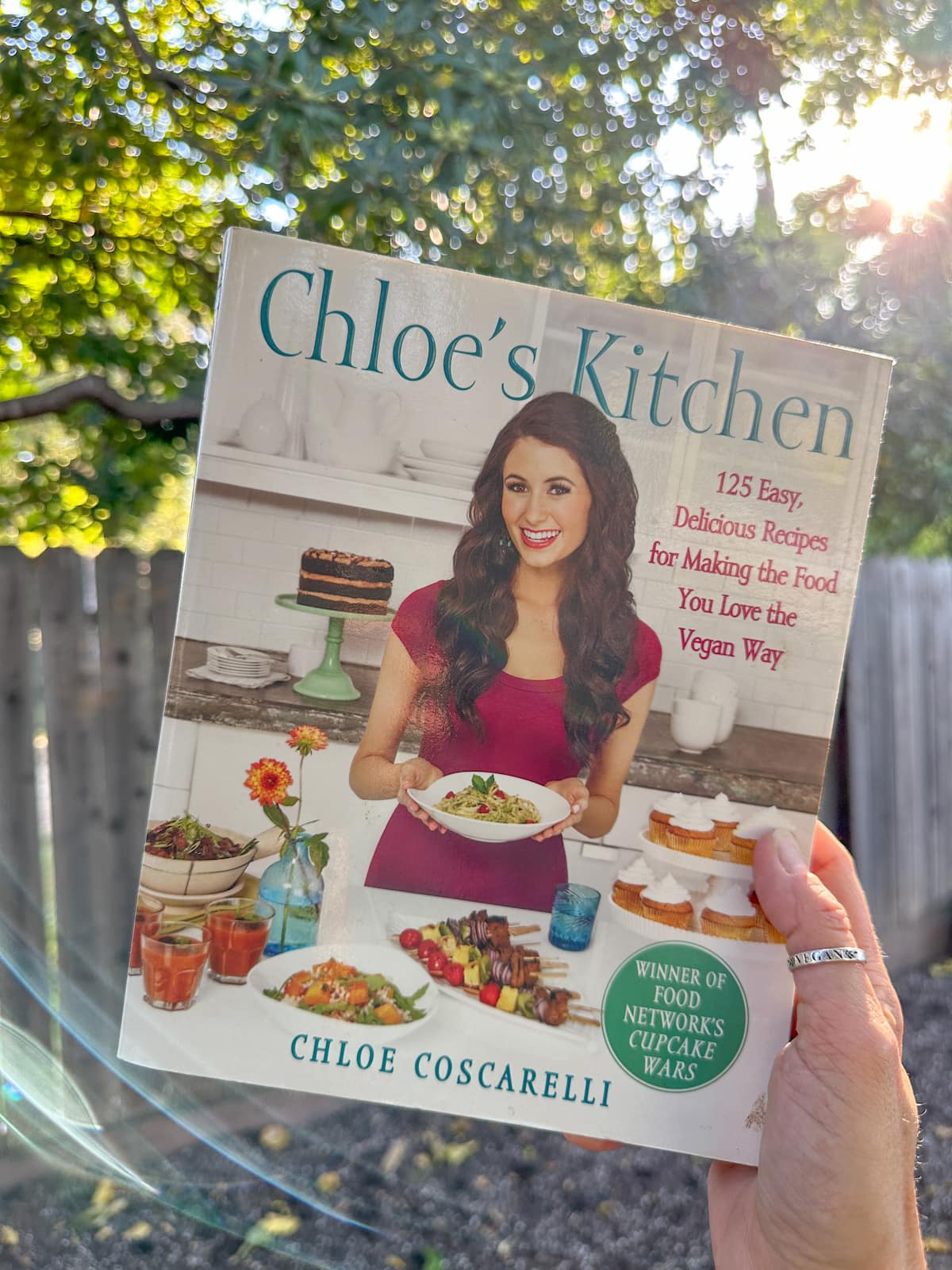 Cover art for Chloe's Kitchen vegan cookbook by Chloe Coscarelli.