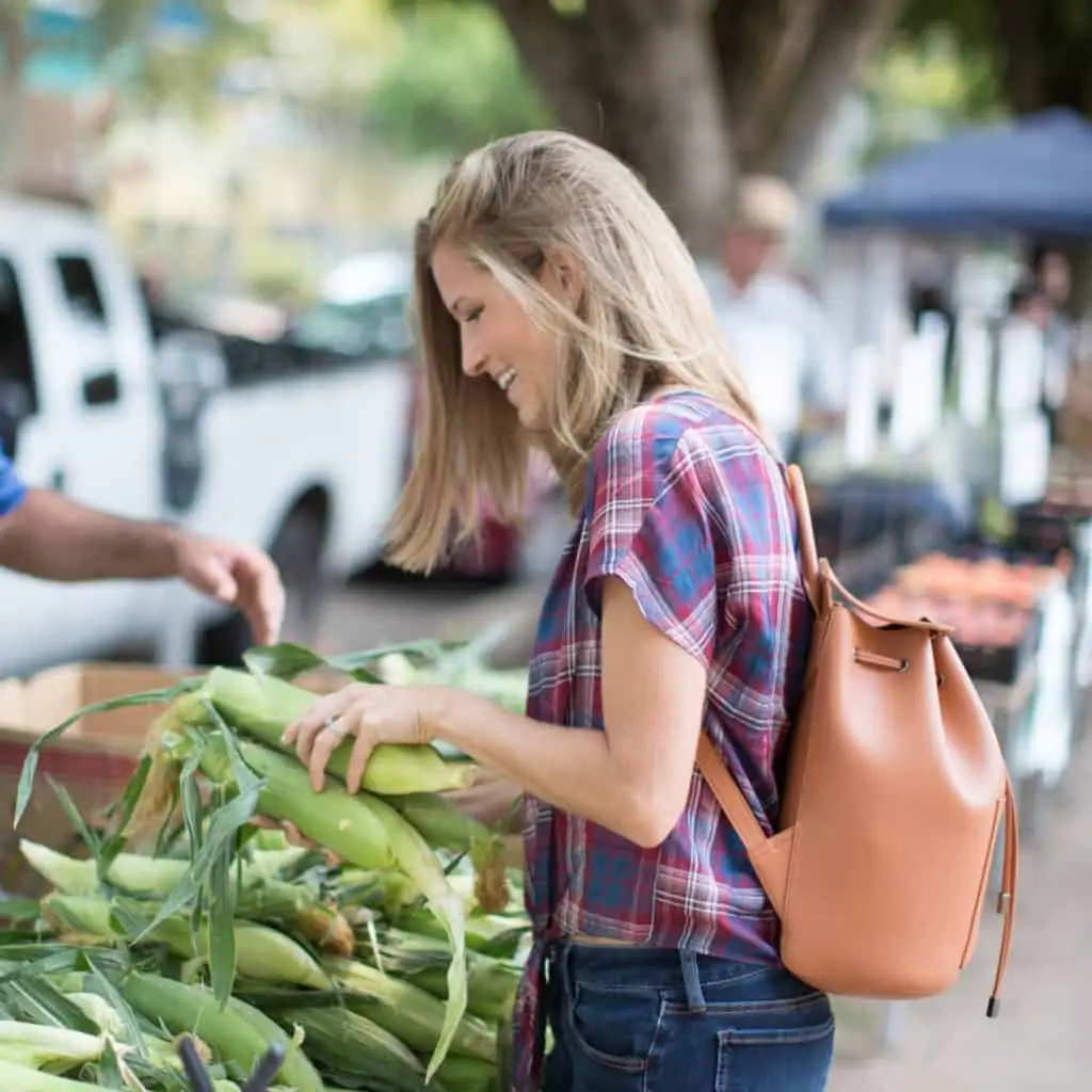 Michelle Cehn Farmers Market Corn Photo How to Go Vegan Guide