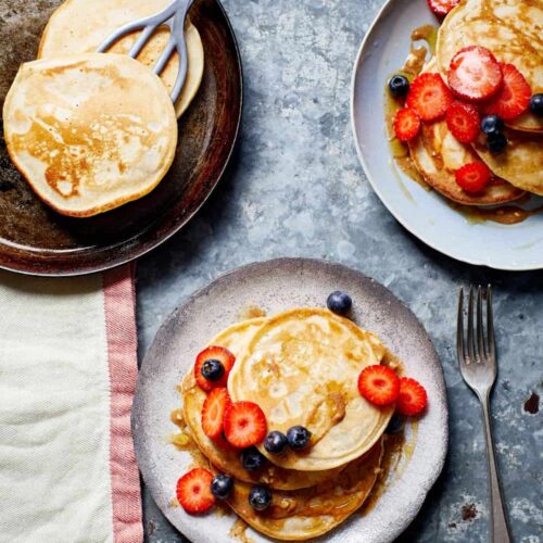 Easy Vegan Pancakes | What Vegans Eat Cookbook | WorldofVegan.com | #pancakes #breakfast #brunch #easyrecipes #vegan