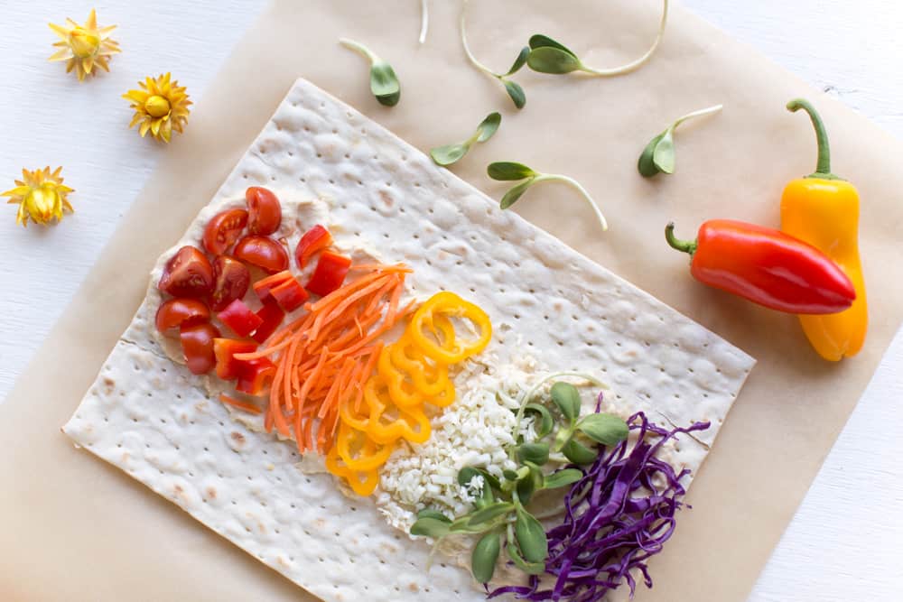 Rainbow Wraps Made With California Lavash and Veggies