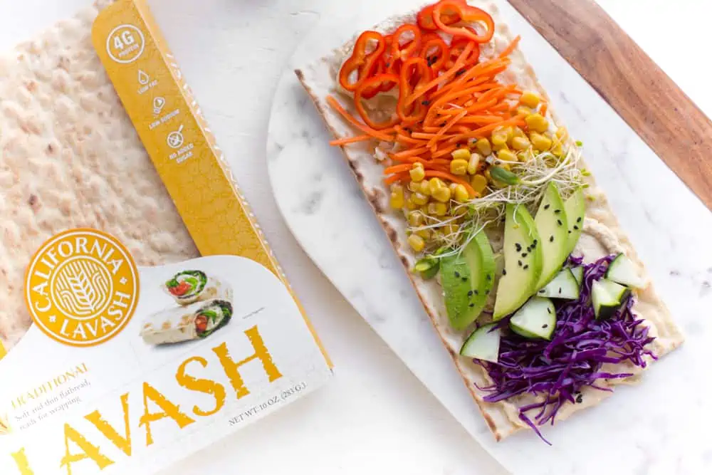 Rainbow Wraps Made With California Lavash and Veggies