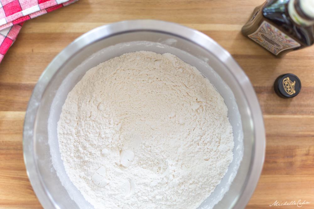 flour for making easy vegan focaccia bread