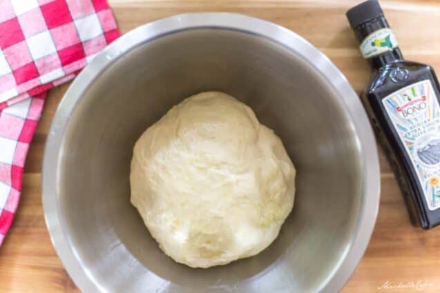 focaccia bread dough step in how to make vegan focaccia bread