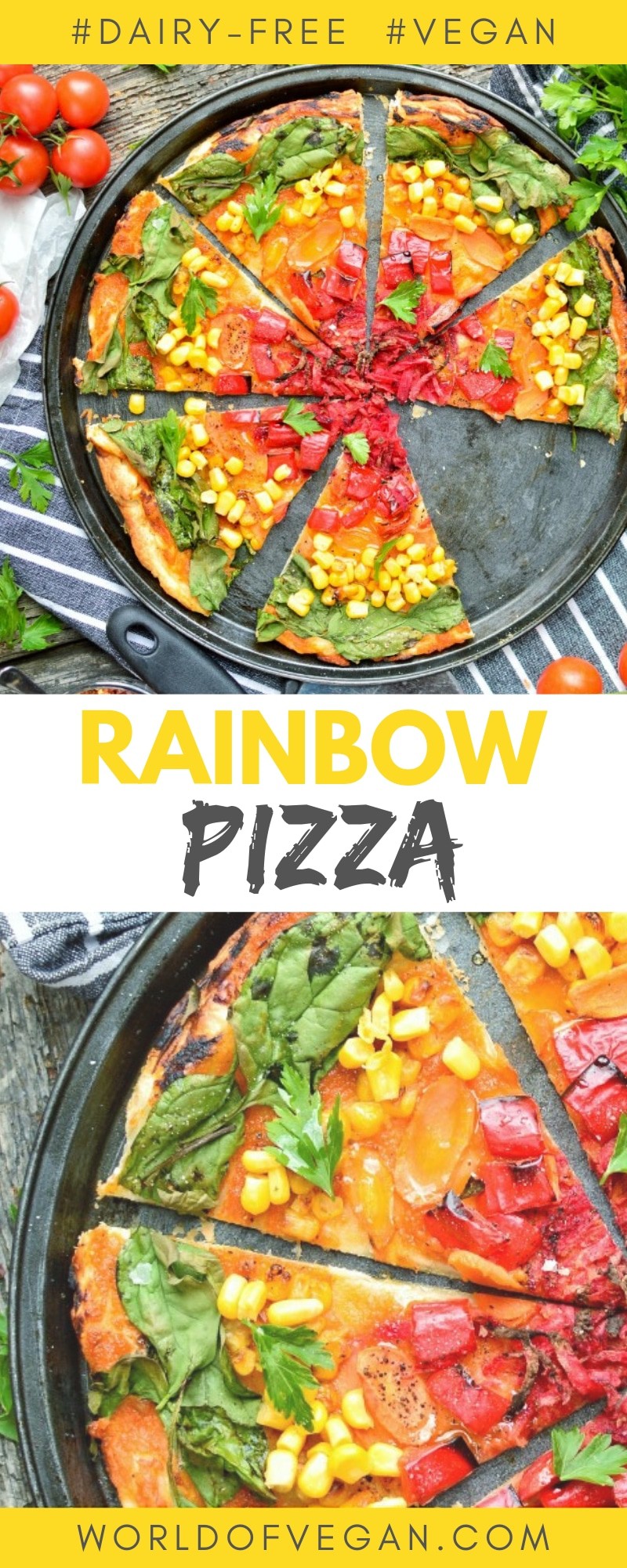 Vegan Rainbow Pizza | Easy & Quick Dinner Recipe | World of Vegan | #healthy #pizza #dairyfree #quick #easy #italian #worldofvegan
