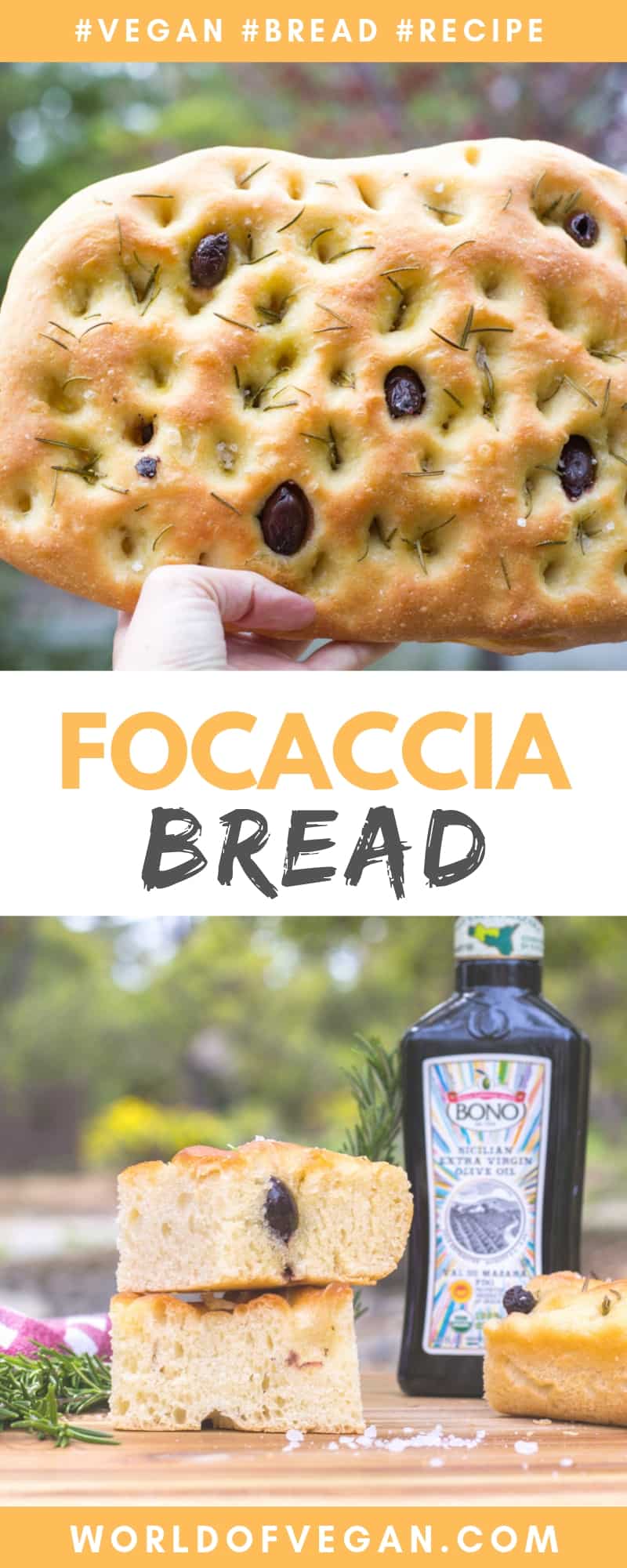 Easy Vegan Focaccia Bread Recipe | World of Vegan #vegan #focaccia #bread #diy #baking 