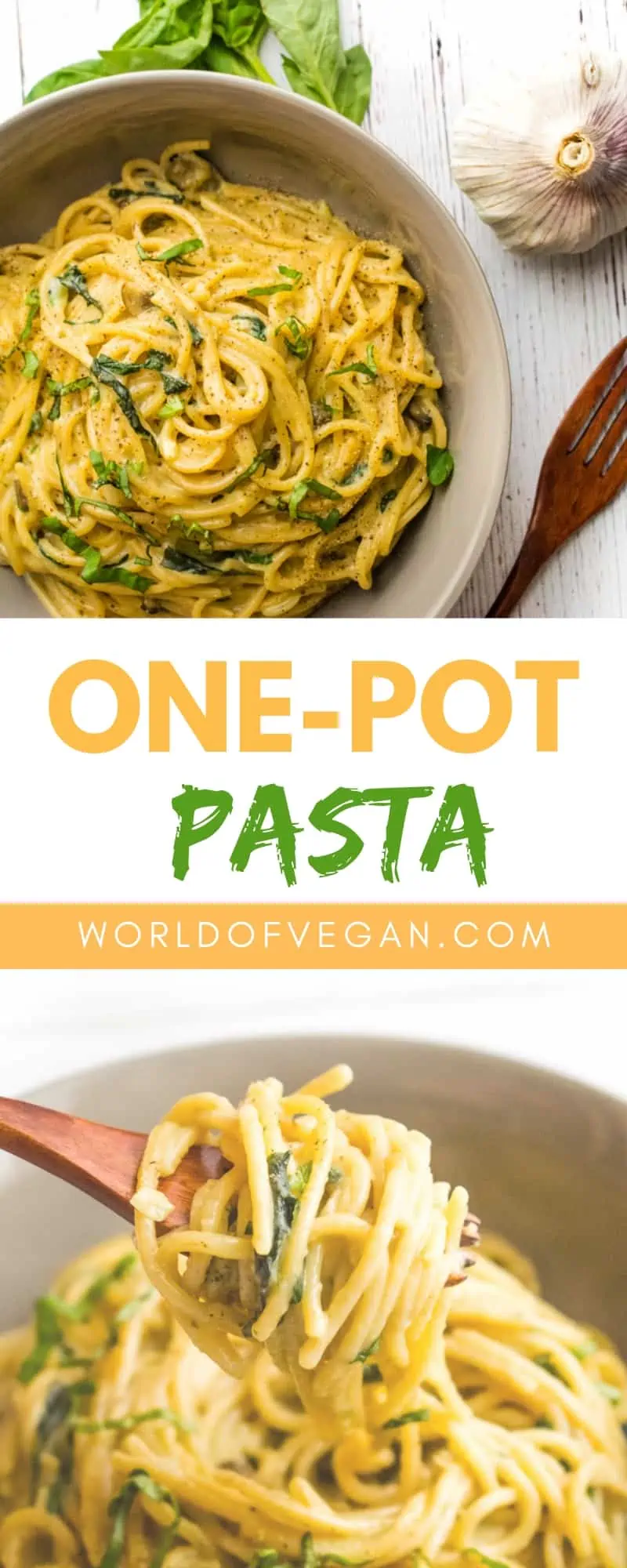 One Pot Pasta | WorldofVegan.com | #Vegan #vegetarian #dinner #pasta #recipe #plantbased #dairyfree