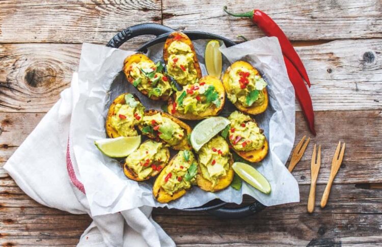 Grilled Potato Skins Recipe | Vegan Barbecue Recipe | Worldofvegan.com | #vegan #barbecue #potatos #skins #grilled #worldofvegan