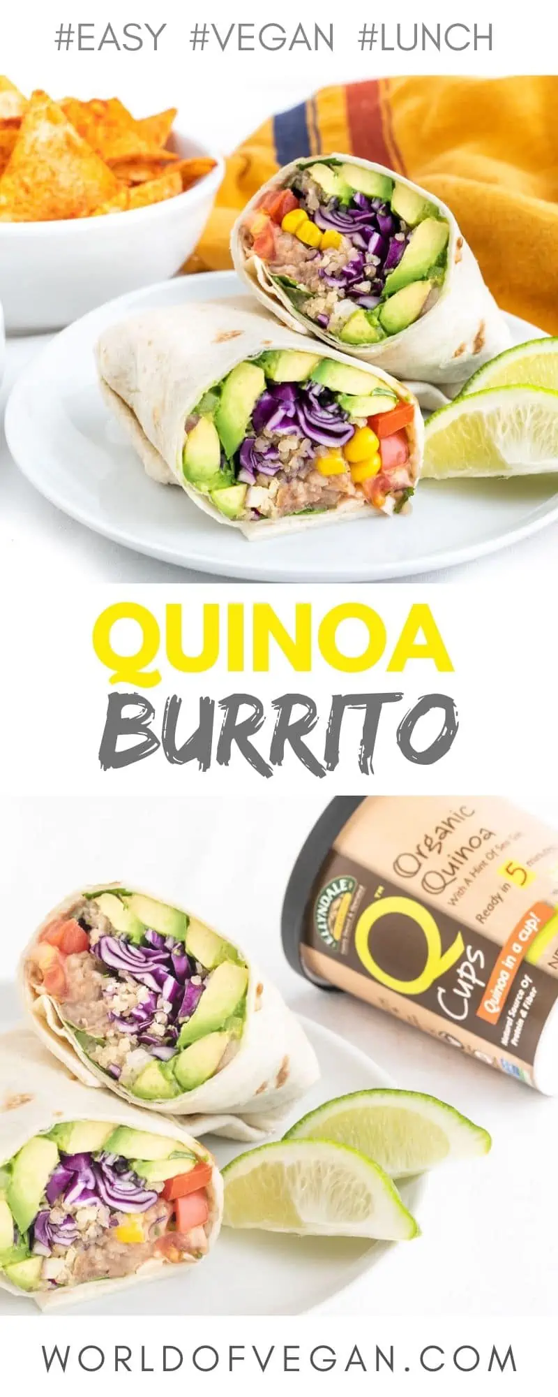 Easy Vegan Burrito | WorldofVegan.com #vegan #vegetarian #healthy #lunch #burrito #mexican