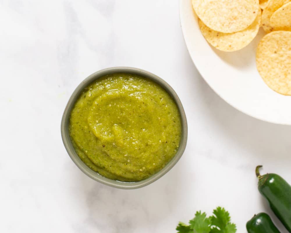 Easy Tomatillo Salsa Recipe | World of Vegan | #salsa #tomatillo #appetizer #mexican #worldofvegan