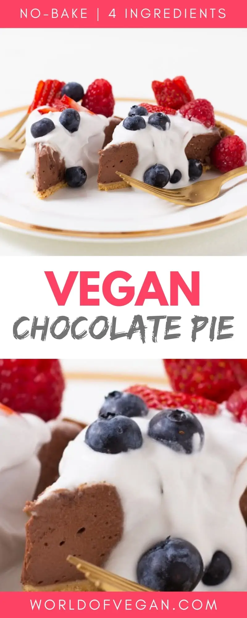  Vegan No-Bake Chocolate Pie | World of Vegan | #pie #chocolate #vegan #nobake #worldofvegan