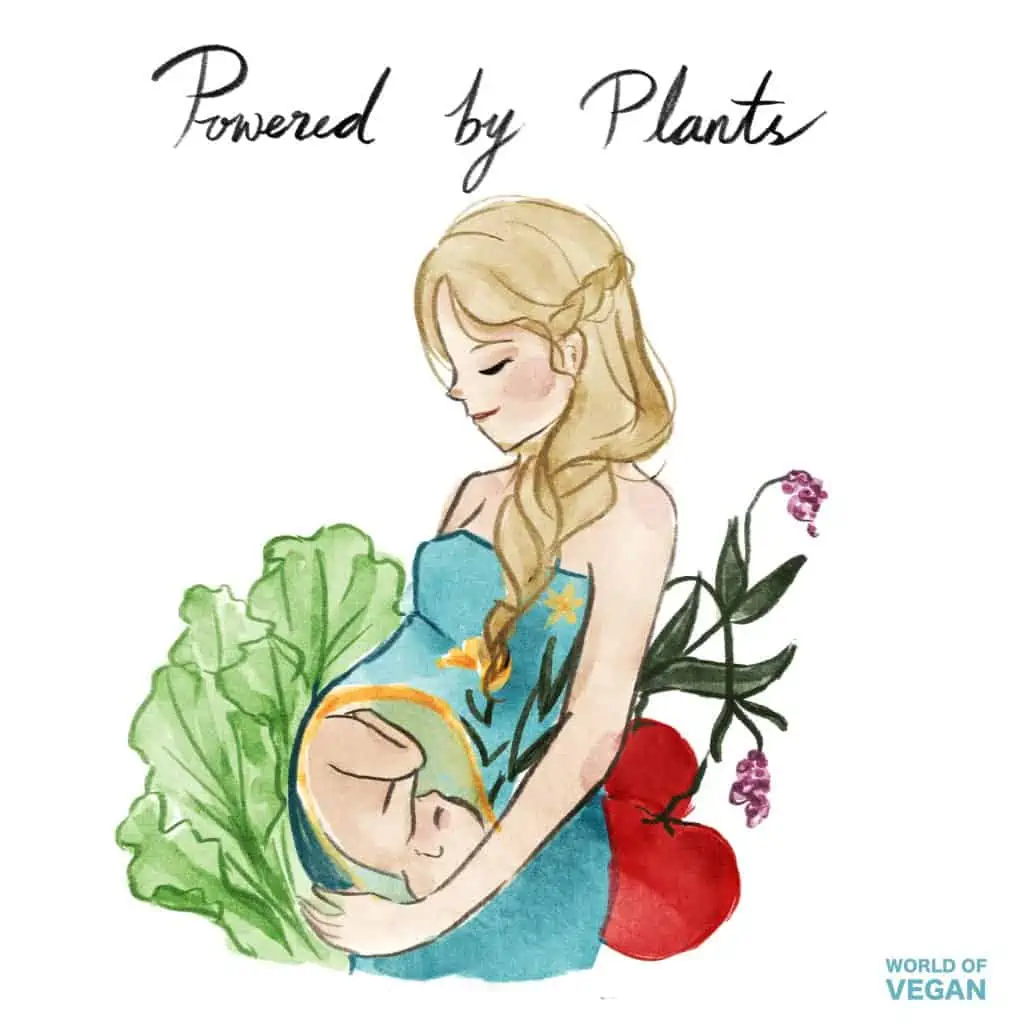 Vegan Pregnancy Art Illustration | Plant Based | WorldofVegan.com