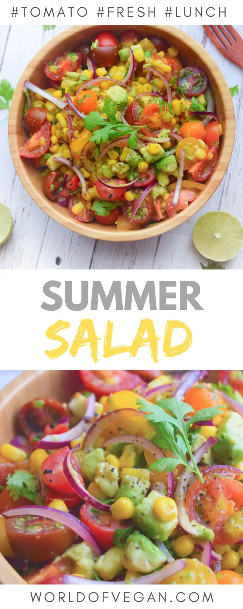 Fresh Summer Tomato Salad Recipe | Easy Vegan Side | World of Vegan | #summer #salad #tomato #avocado #fresh #worldofvegan