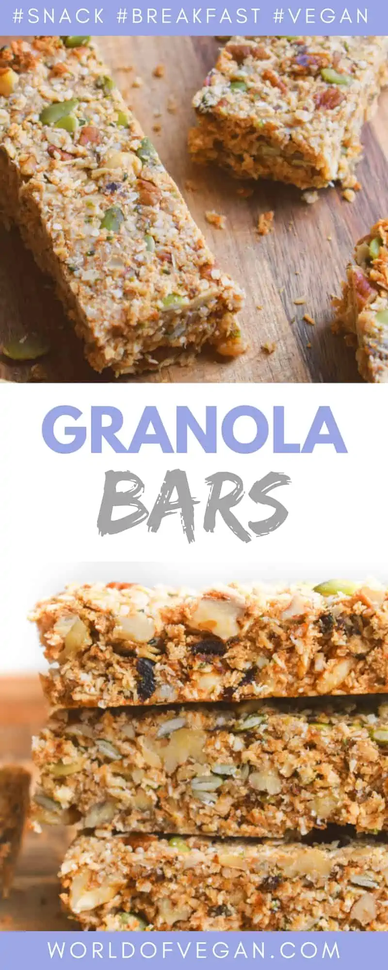 Homemade Granola Bars | Healthy Snack On The Go | World of Vegan | #granola #bars #snack #vegan #breakfast #fall #worldofvegan