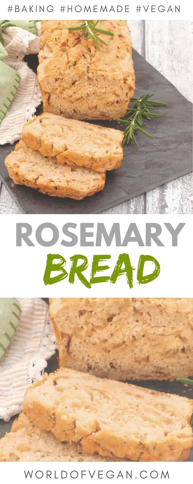 Rosemary Beer Bread Recipe | Homemade Bread | World of Vegan | #bread #rosemary #beer #homemade #baking #vegan #worldofvegan