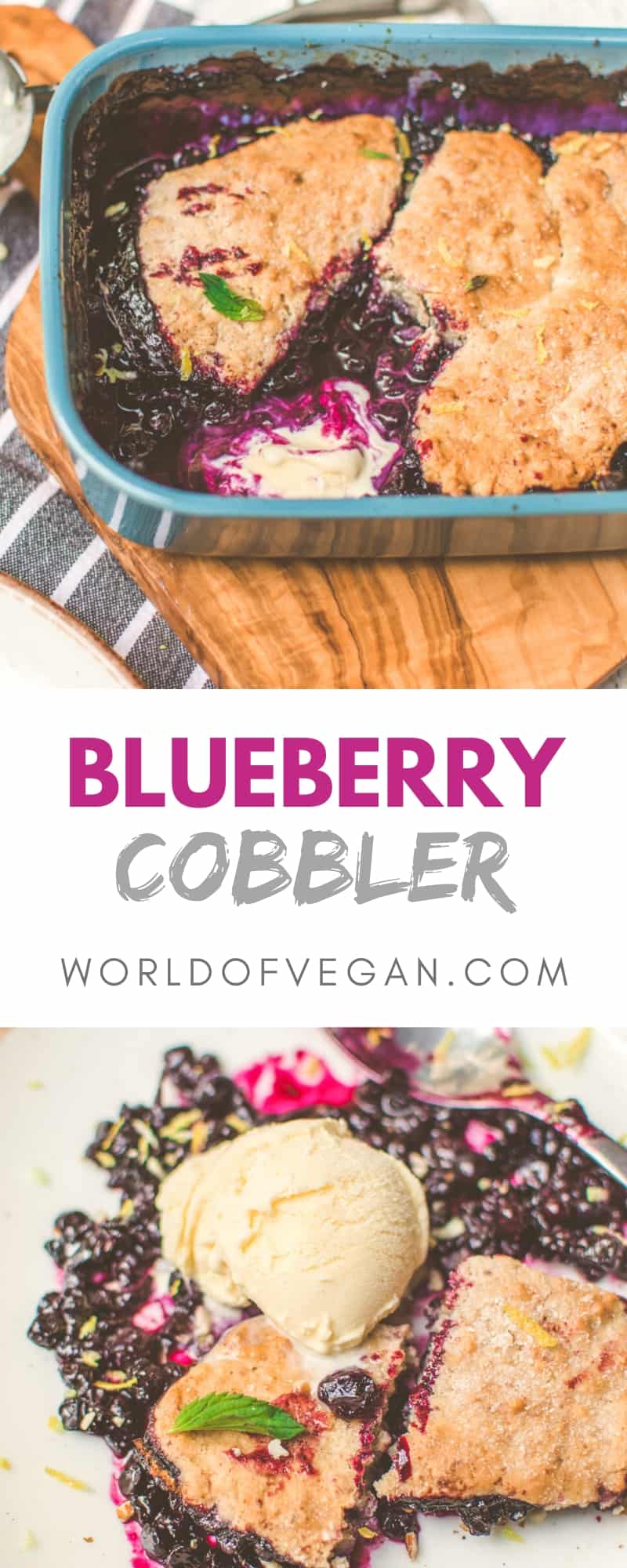 Vegan Blueberry Cobbler | Super-Easy Classic Dessert Recipe | #blueberries #cobbler #vegan #easy #dessert #worldofvegan