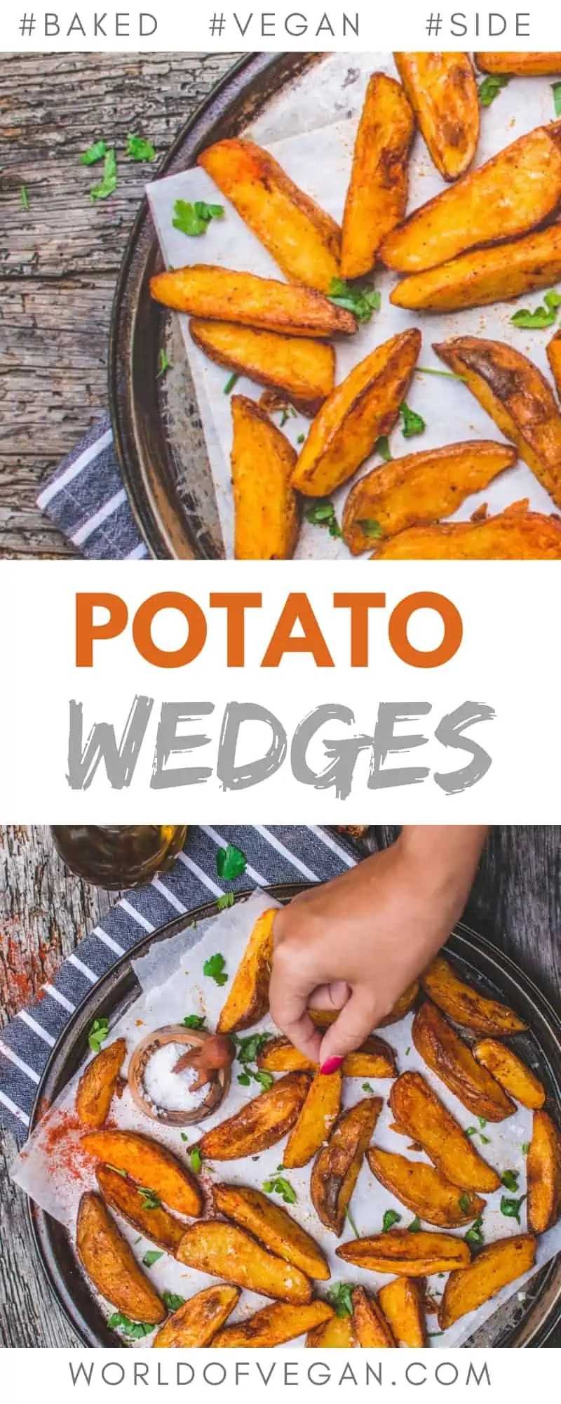 Crispy Baked Potato Wedges | World of Vegan | #potatoes #wedges #baked #vegan #easy #side #worldofvegan
