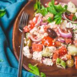Vegan Greek Salad with Mediterranean Tofu | World of Vegan | #greek #salad #feta #tofu #marinated #mediterranean #worldofvegan