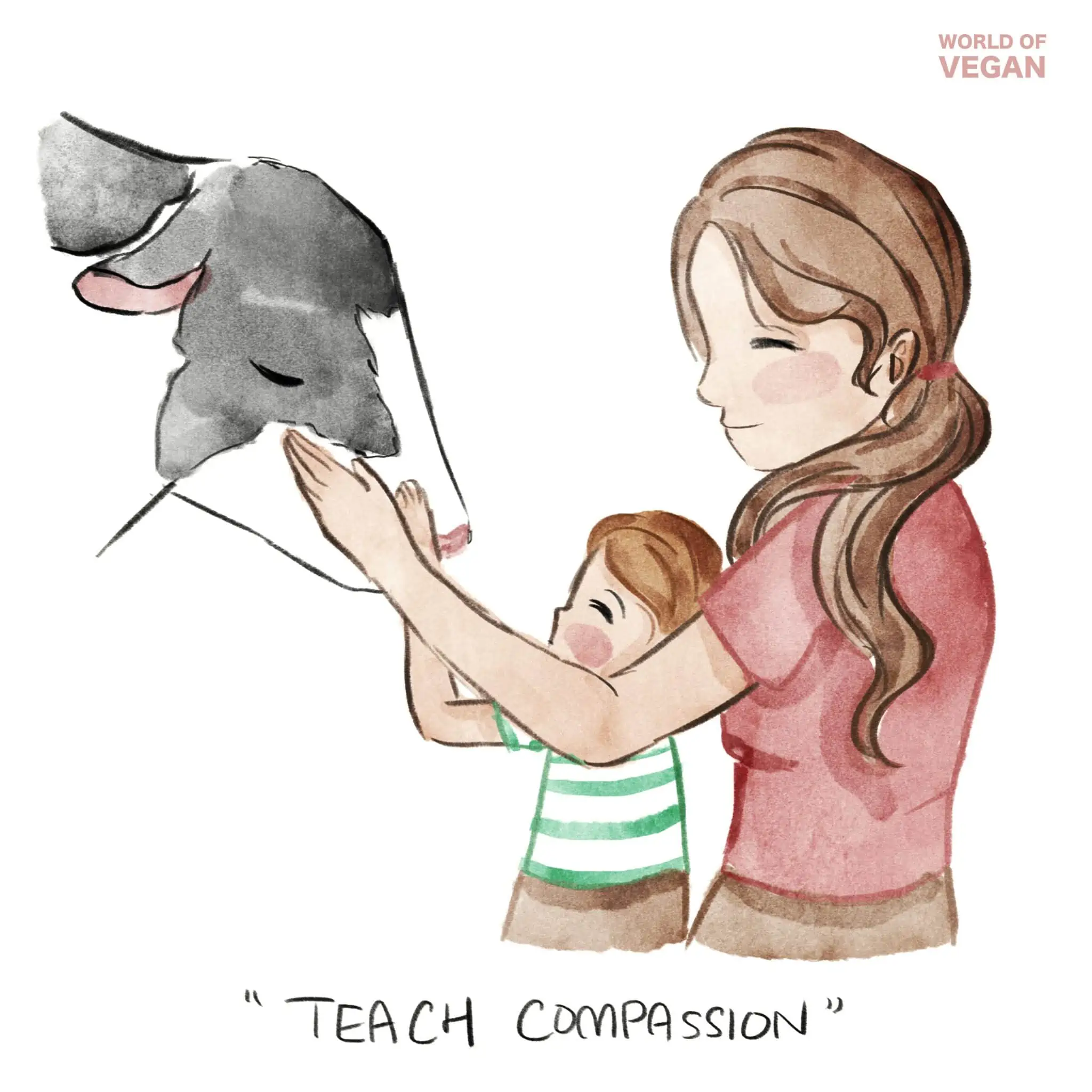 Teach Compassion Art Illustration | WorldofVegan.com #art #kids #parents