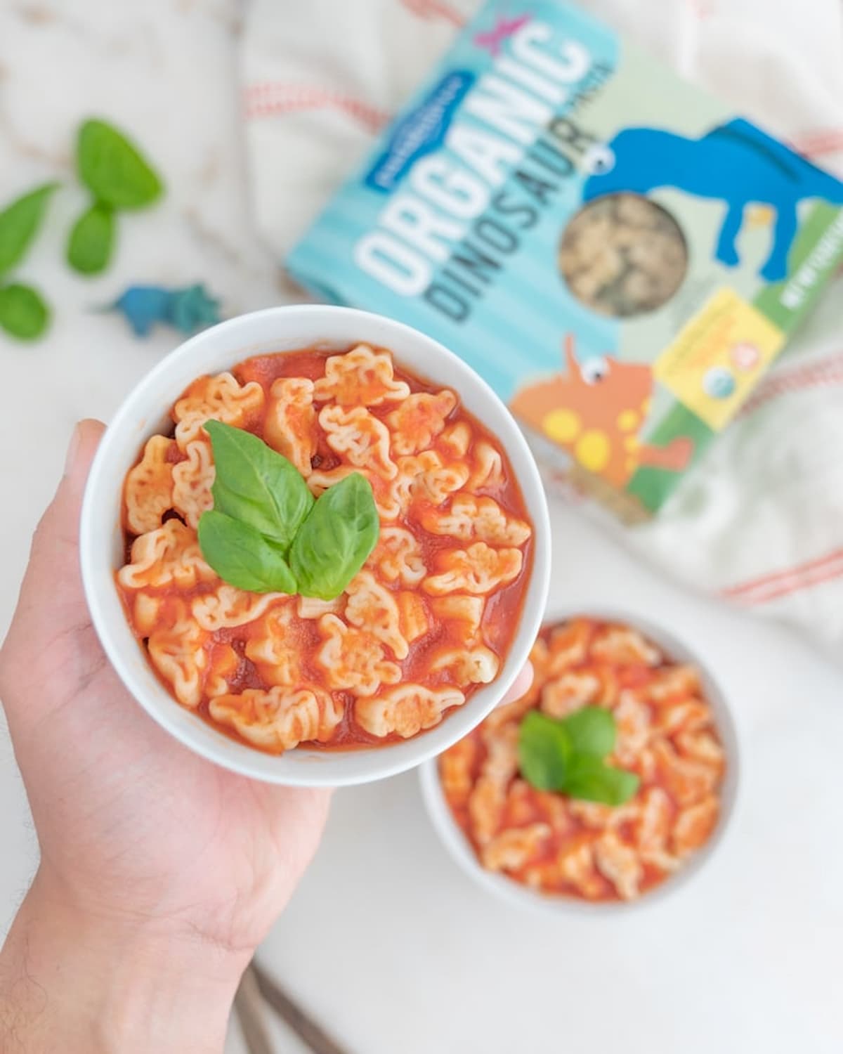 A bowl of vegan homemade SpaghettiOs.