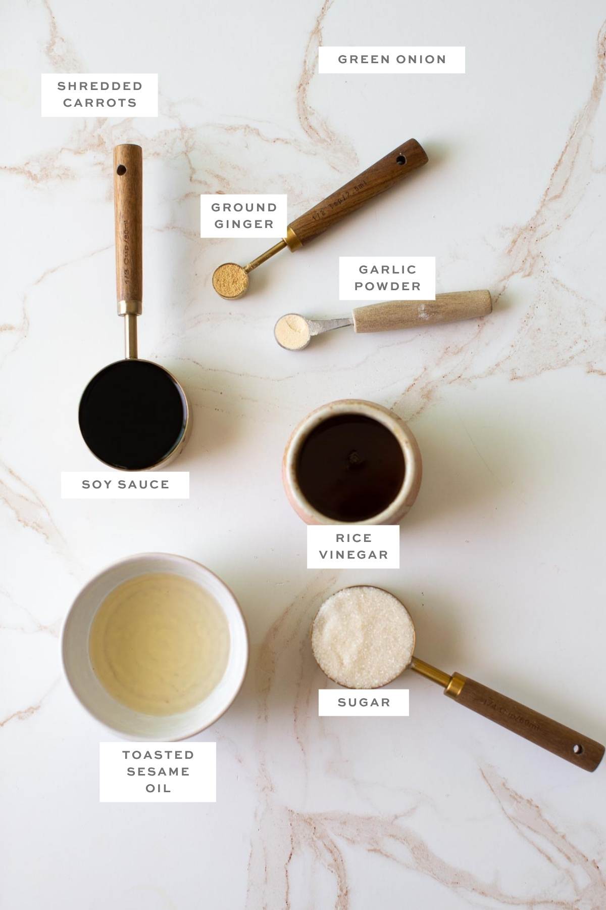 Gathered ingredients for the sesame dressing.