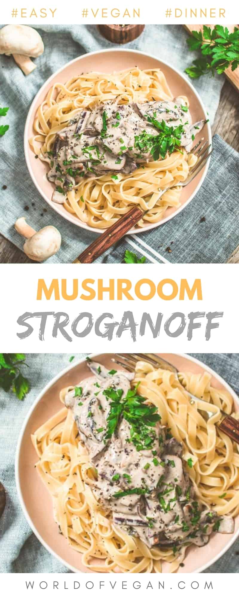 Vegan Mushroom Stroganoff Pinterest Image