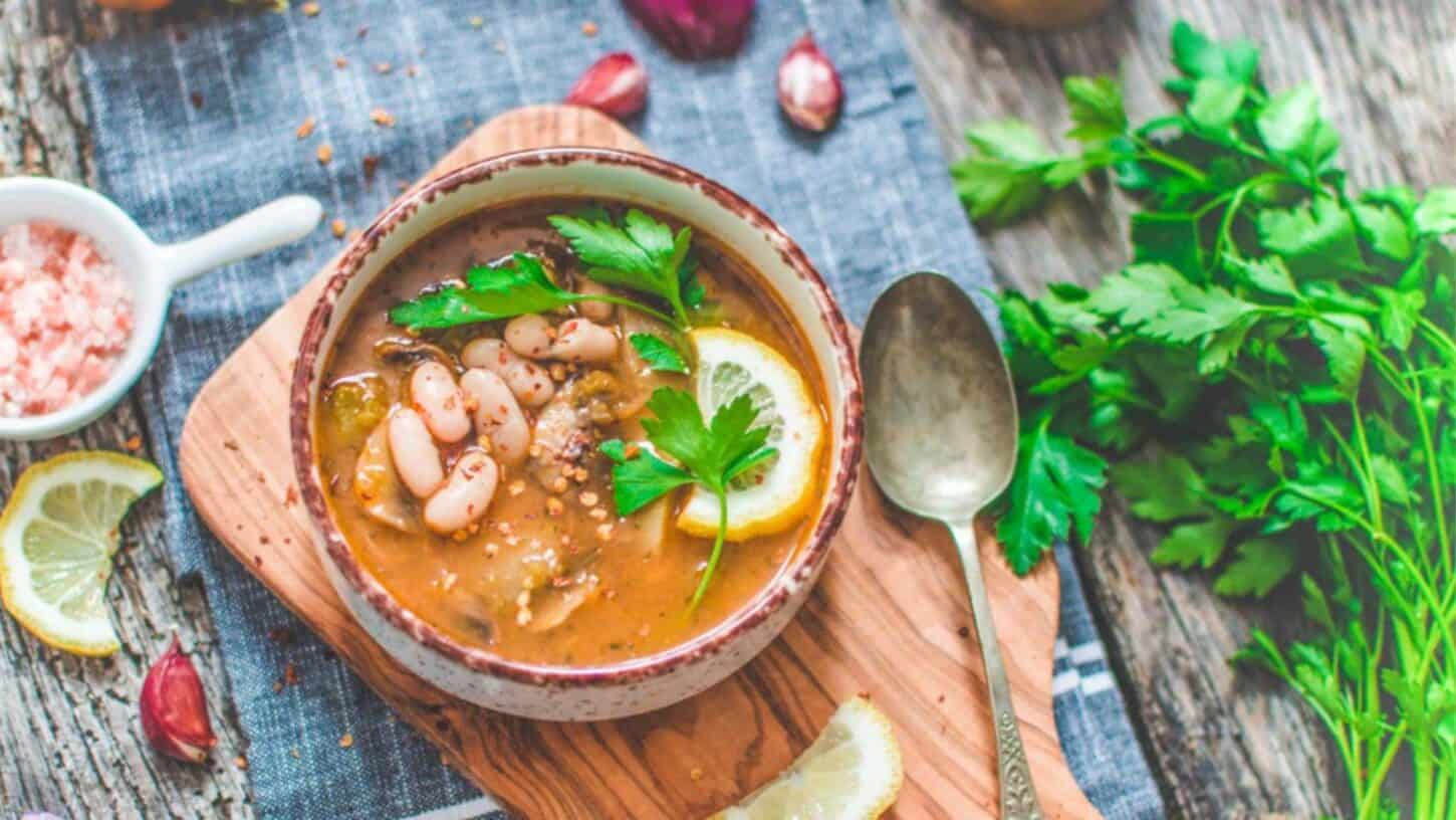 Warming Bowl of Green Chili Soup with white beans