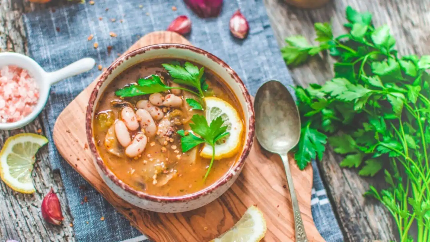 Warming Bowl of Green Chili Soup with white beans