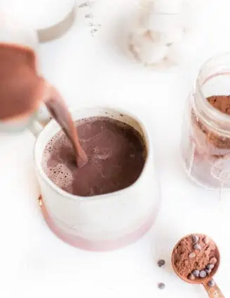 Best Homemade Vegan Hot Cocoa Recipe Pouring into Mug