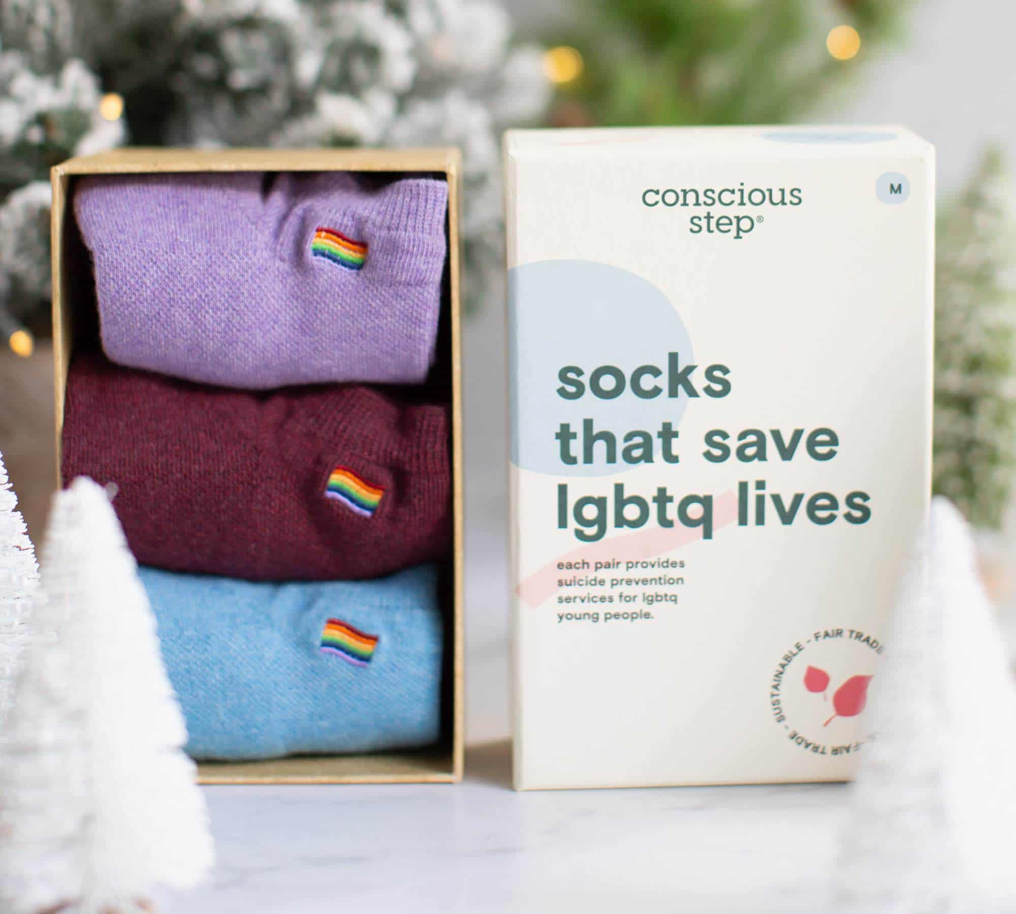 Conscious Step Rainbow LGBTQ Socks Vegan Gift Idea