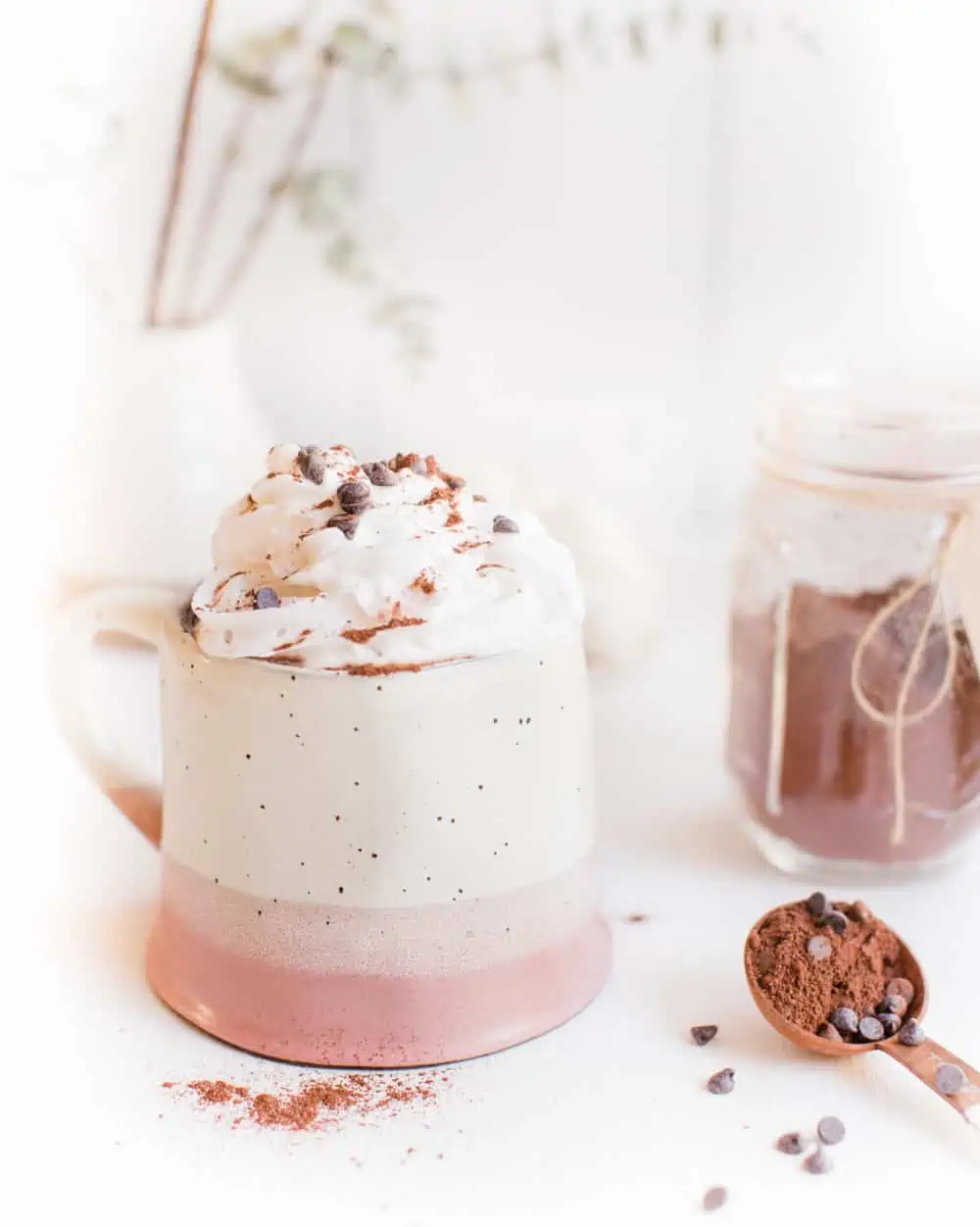 Beautiful pale pink speckled ceramic mug. 