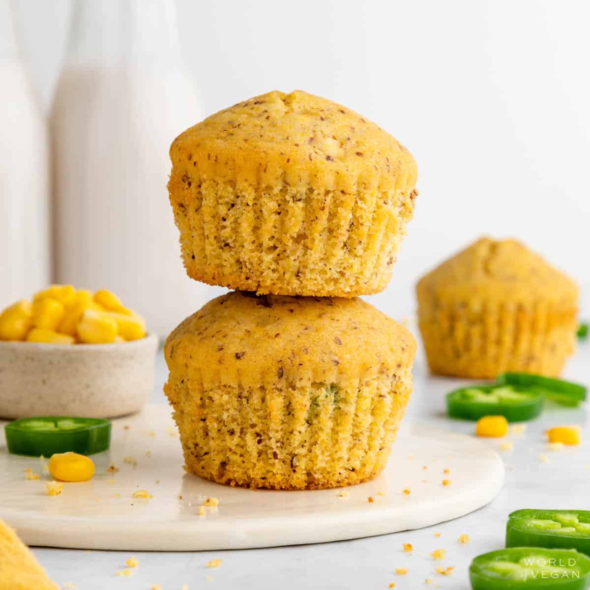 Vegan Jalapeño Cornbread Muffins