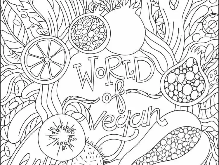 World of Vegan Coloring Page