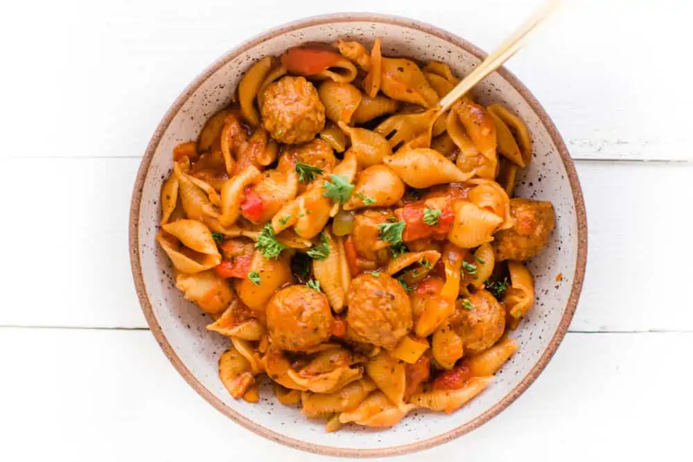 Vegan Instant Pot Pasta With Meatballs-17