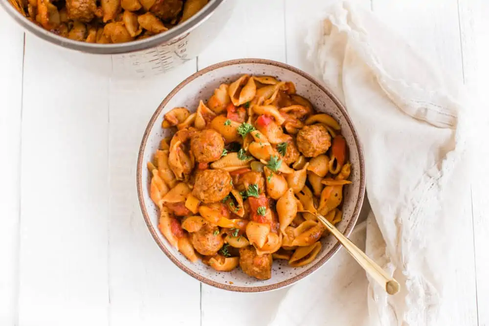 Instant Pot Pasta With Vegan Meatballs