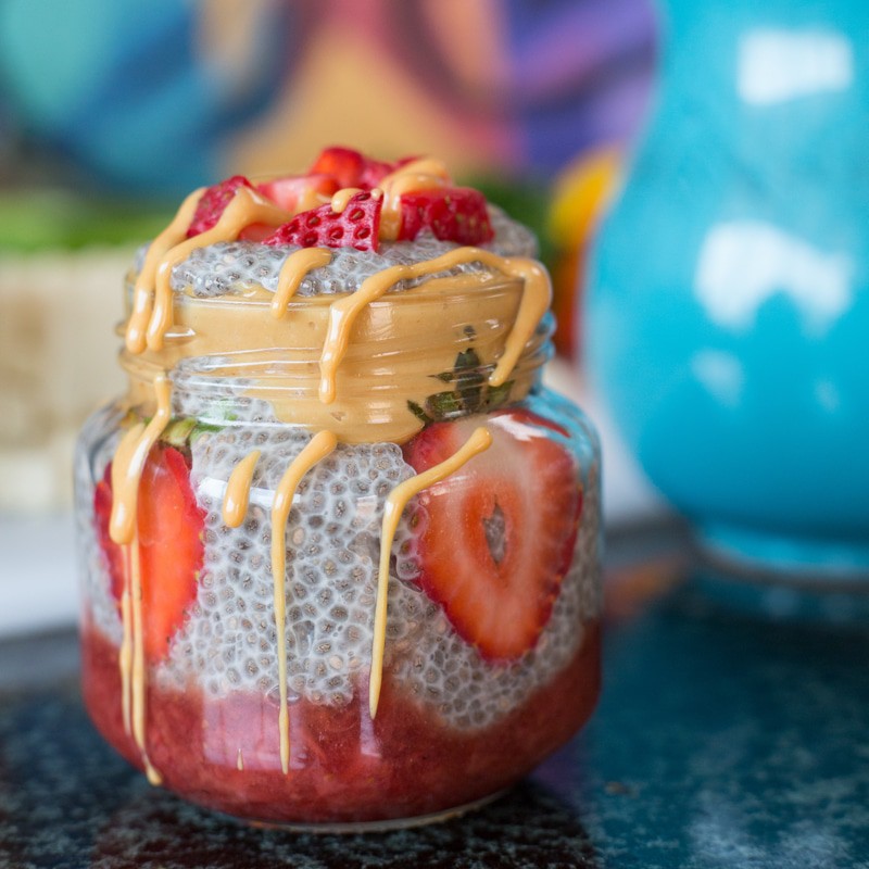 Strawberry Peanut Butter Chia Pudding Parfait