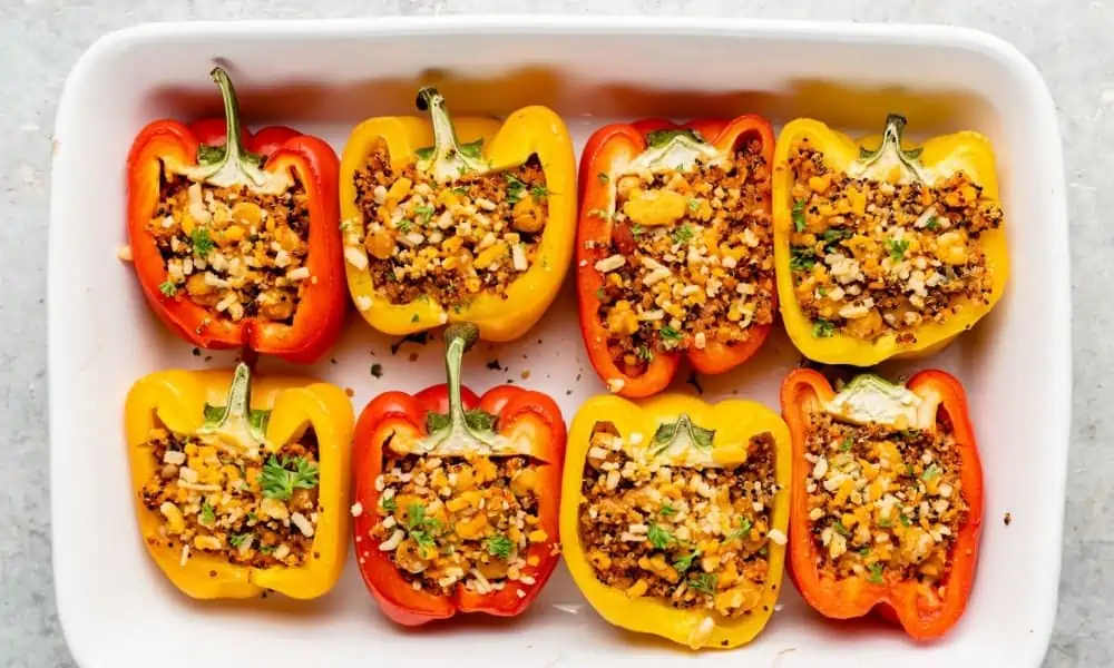 Easy Vegan Gluten Free Recipe for Stuffed Peppers recipe photo by Sweet Simple Vegan.