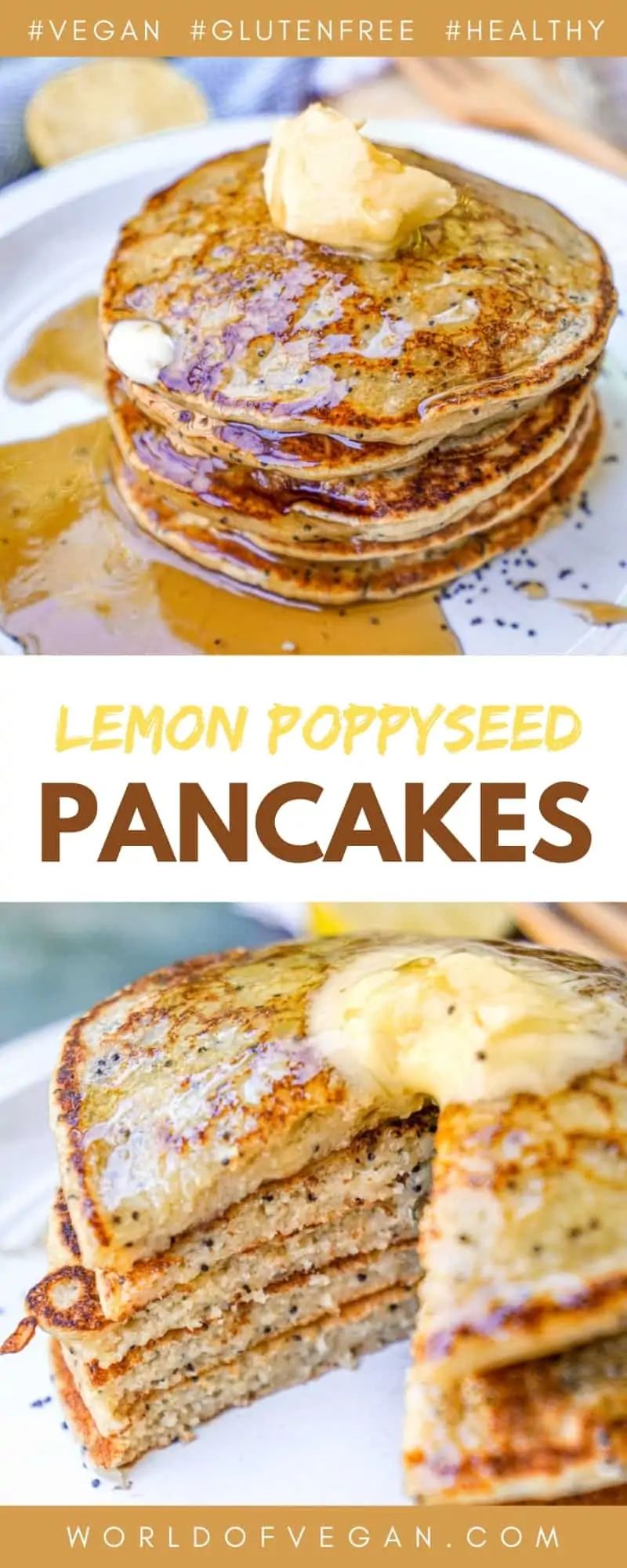 Vegan Lemon Poppyseed Pancakes Pinterest Graphic 